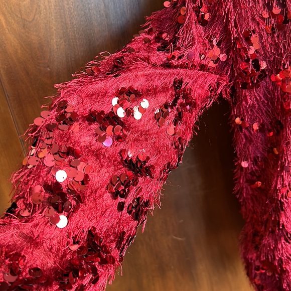 Burgundy Eyelash Sequin Sweater L - Picture 4 of 8